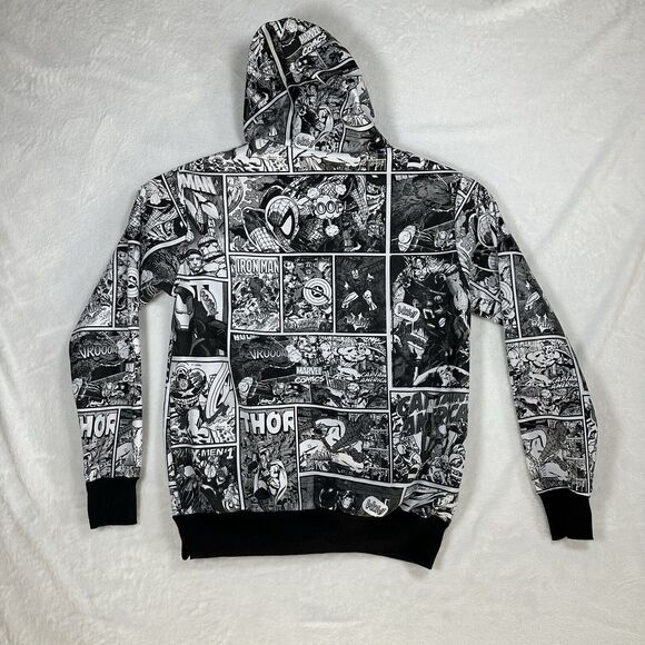 Marvel Comics Men’s Hoodie Size Small/Medium AOP Black And White - Picture 11 of 13
